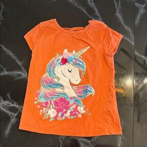 4T Orange Unicorn Graphic Kids T-Shirt